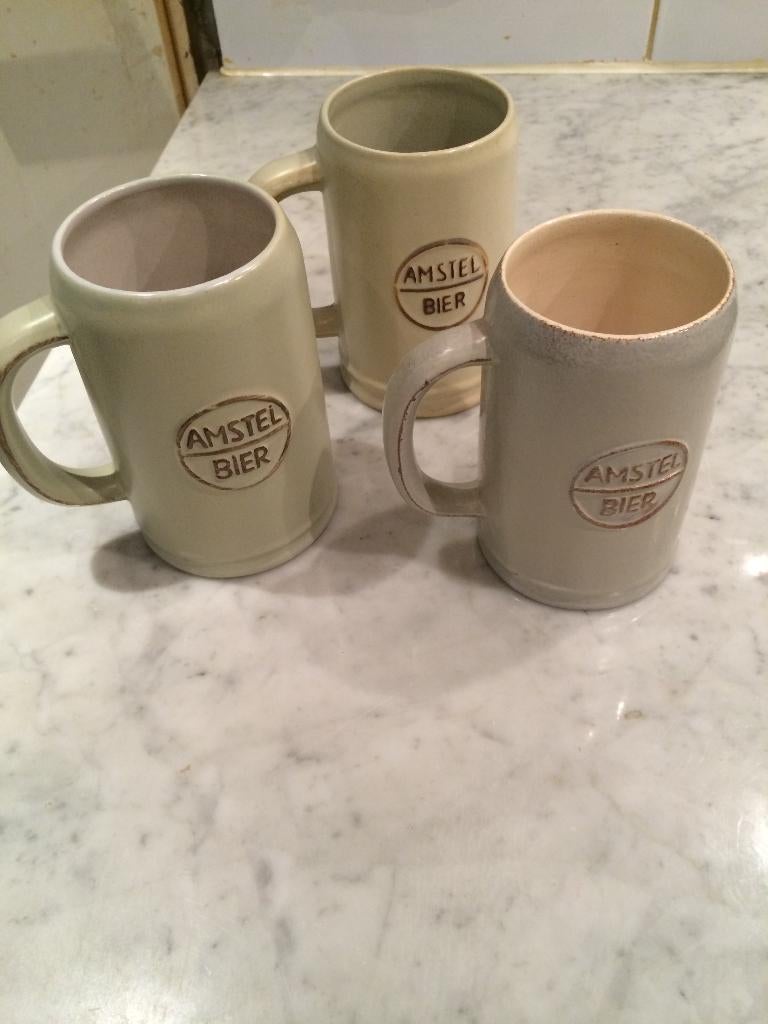 Vintage Amstel Bier Aardewerk Pullen, Verzamelen, Biermerken, Ophalen, Gebruikt, Pul(len), Amstel
