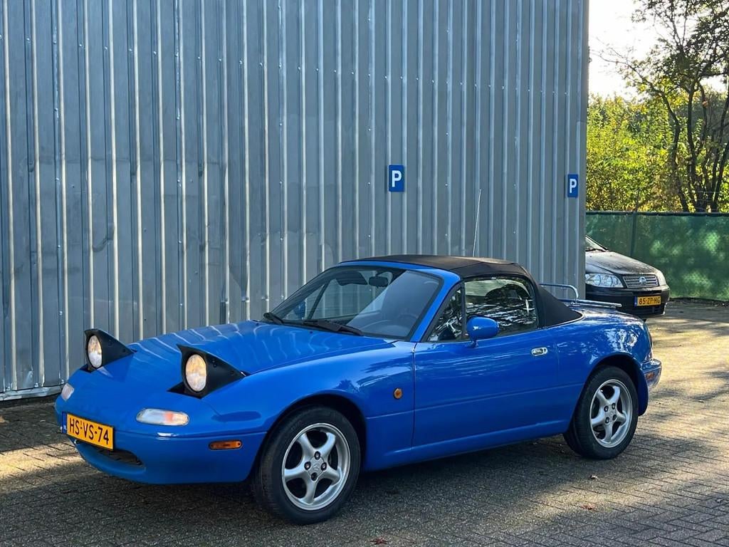 Mazda MX-5 1.6i-16V / Mariner Blue / KMteller / Roestvrij &, Auto's, Gebruikt, Zwart, 4 cilinders, Cabriolet
