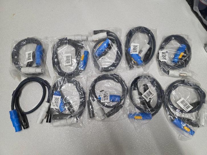 10 stuks powercon combi doorluskabel 3x 1.5 mm², 0.5 m, Muziek en Instrumenten, Kabels en Stekkers, Nieuw, Licht, Ophalen of Verzenden