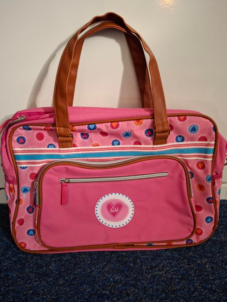 Lief! Roze Schoudertas met Hartjes en Hengsels, Kinderen en Baby's, Luiertassen, Ophalen of Verzenden, Gebruikt, Schoudertas