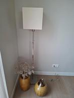 Staande Schemerlamp RVS met crème kleurige kap, Ophalen of Verzenden