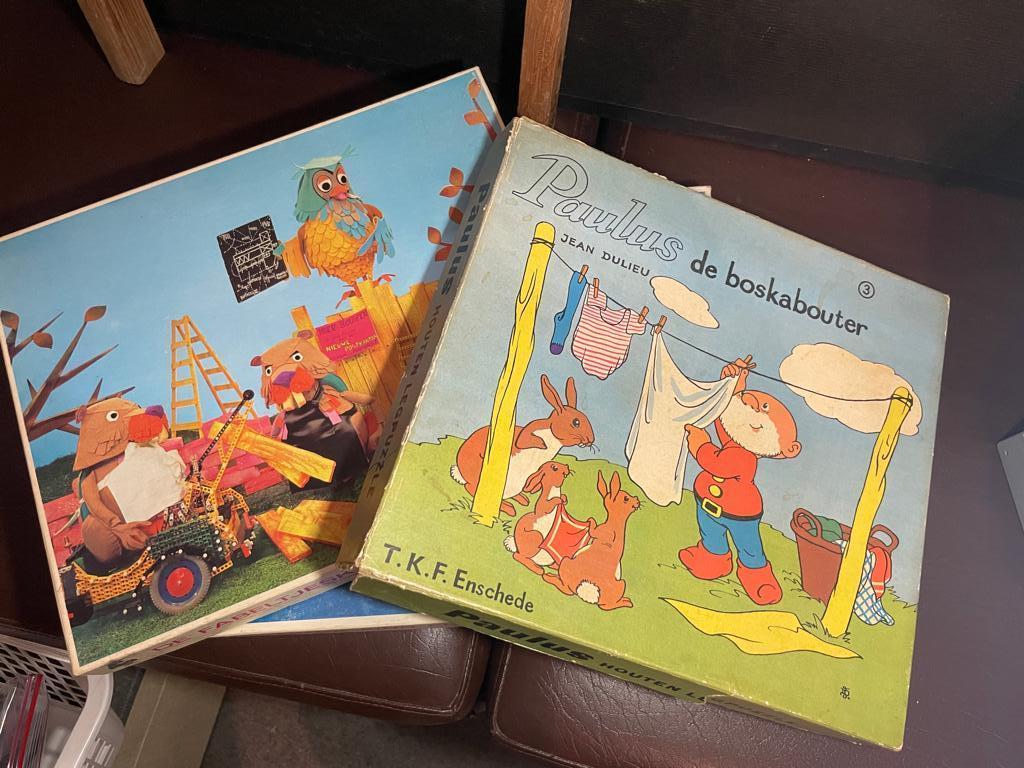 3x oude puzzels, oa Fabeltjeskrant en Paulus de Boskabouter, Ophalen of Verzenden, Meer dan 50 stukjes, Gebruikt, Van hout