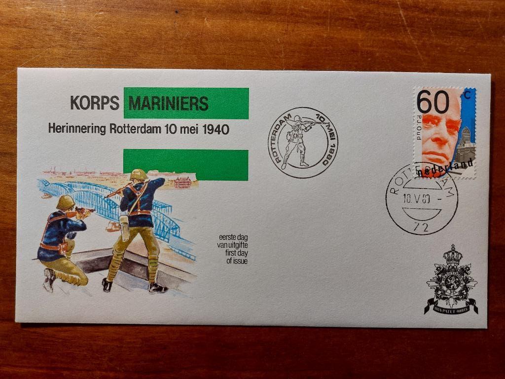 FDC Korps Mariniers herinnering 10 mei 1940, Postzegels en Munten, Ophalen of Verzenden, Envelop
