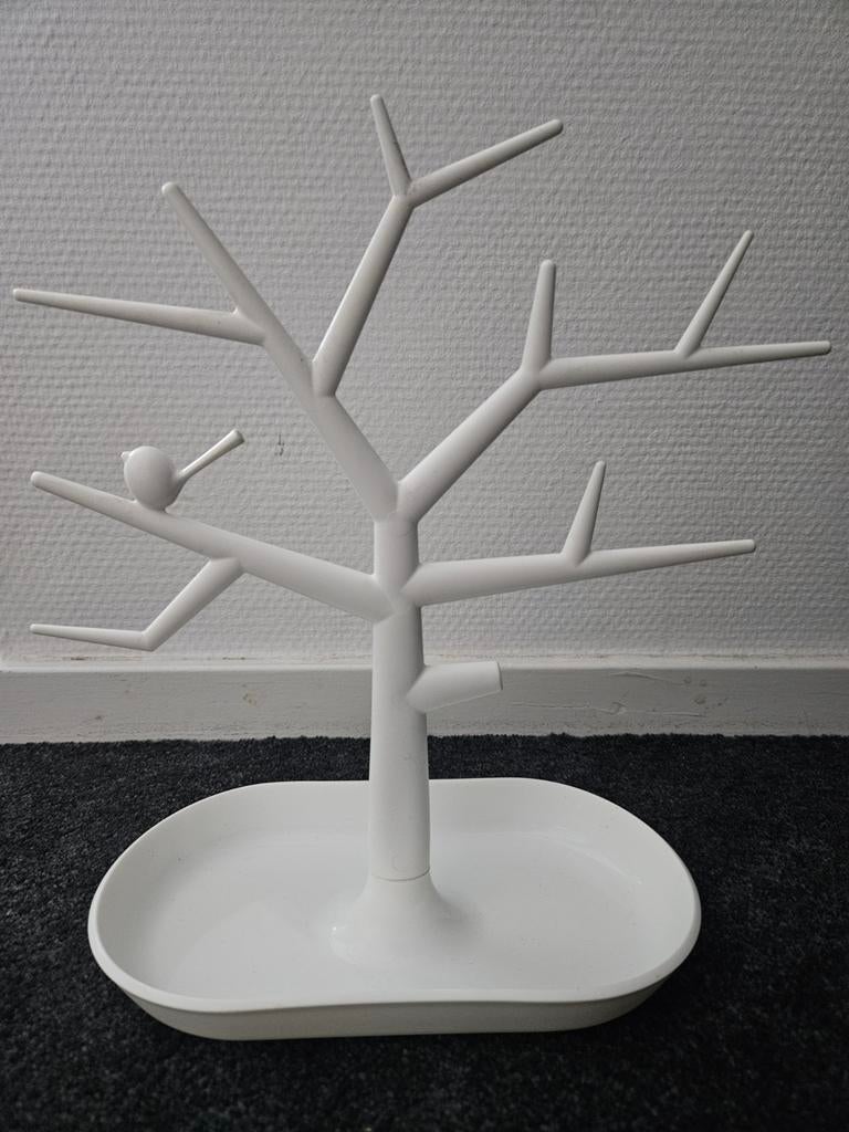 Wit sieradenrekje in boomvorm met vogel, Sieraden, Tassen en Uiterlijk, Overige Accessoires, Ophalen of Verzenden, Zo goed als nieuw