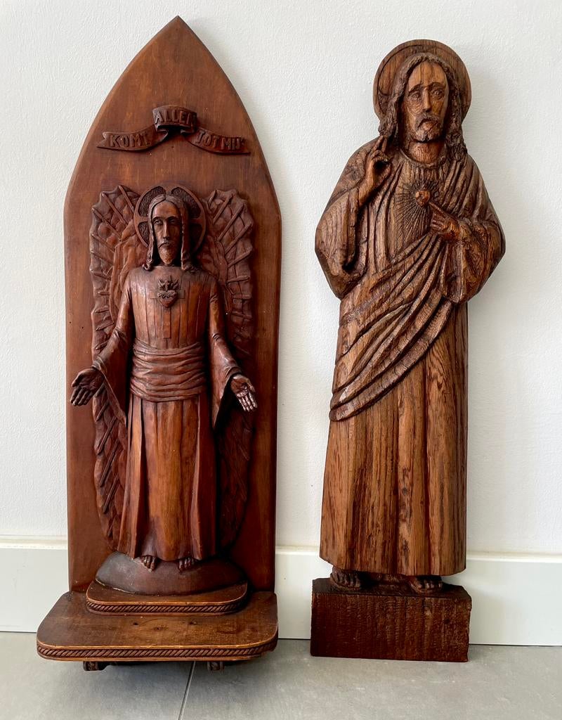 Uit 1911-(MCMXI)Eieknhouten Jezus Christus Heilig Hart beeld, Ophalen of Verzenden