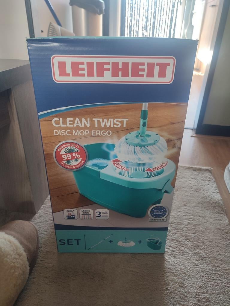 Leifheit Clean Twist Disc Mop Ergo Set - Nieuw in doos, Ophalen of Verzenden, Mop of Dweil