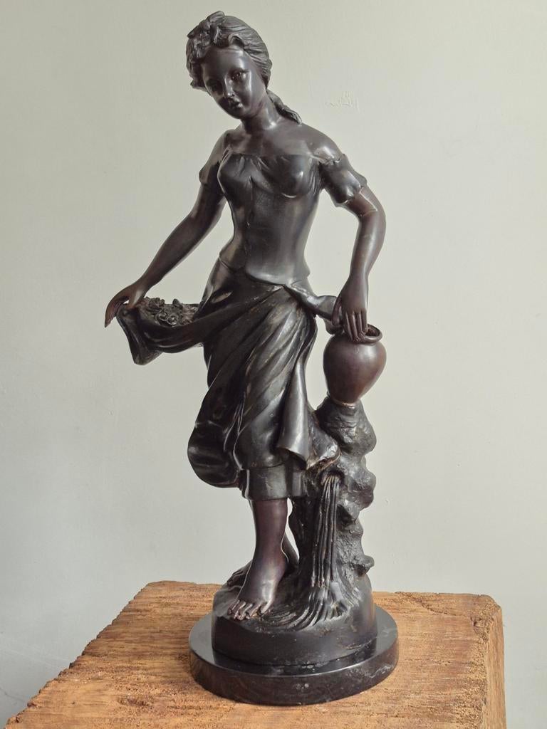 Antiek bronzen beeld Louis Auguste Moreau 6.2 KG / 43 CM, Antiek en Kunst, Ophalen of Verzenden