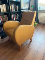 Leren stoel kleur geel, Huis en Inrichting, Fauteuils, Ophalen, Vintage, 50 tot 75 cm, Gebruikt