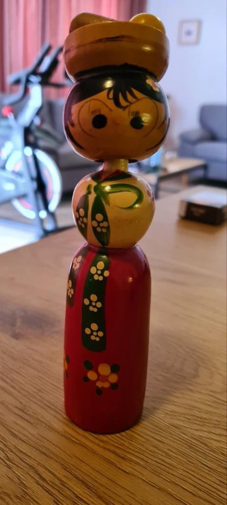 Vintage houten bobblehead-poppetje (Kokeshi), Ophalen of Verzenden
