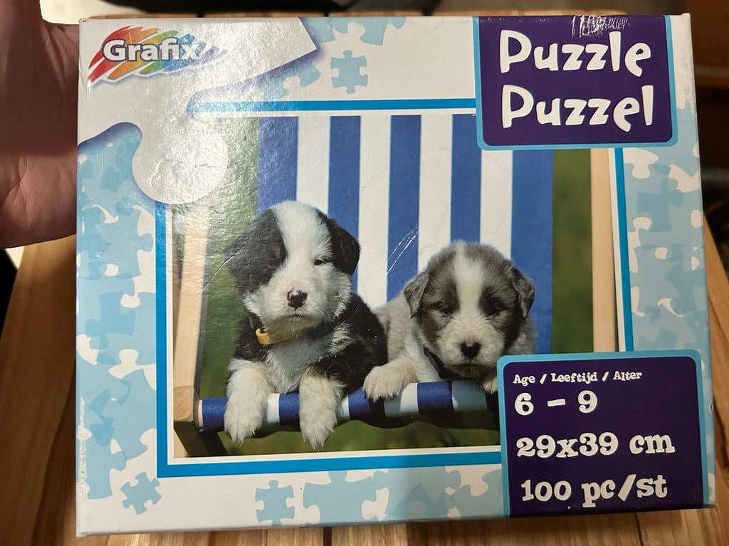 Gratis Puzzel 100 Stukjes met Schattige Puppy's, Ophalen, Minder dan 500 stukjes, Gebruikt, Legpuzzel