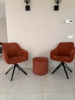 Mooie draaibare stoelen met bijpassende hocker, Twee, Overige kleuren, Zo goed als nieuw, Stof