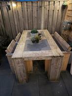 Houten tuinset met bank, Tuin en Terras, Tuinsets en Loungesets, Ophalen, 4 zitplaatsen, Gebruikt, Hout