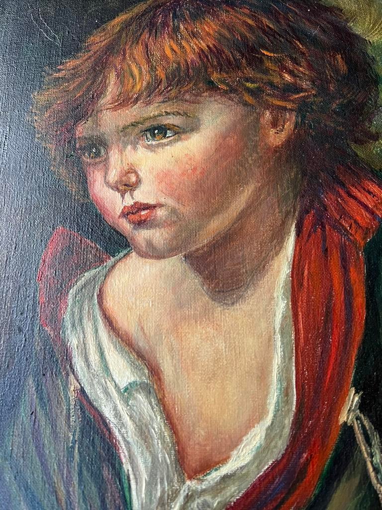 Mooi Portret van Kind met Rood Haar - Olieverf op Doek, Antiek en Kunst, Kunst | Schilderijen | Klassiek, Ophalen of Verzenden