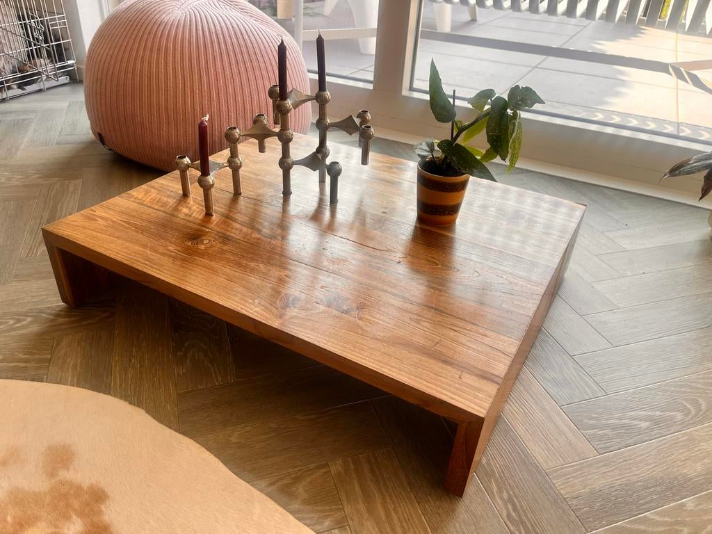 HKliving Wooden Plateau salontafel Teak, Huis en Inrichting, Tafels | Salontafels, Ophalen, Teakhout, 50 tot 100 cm, Zo goed als nieuw