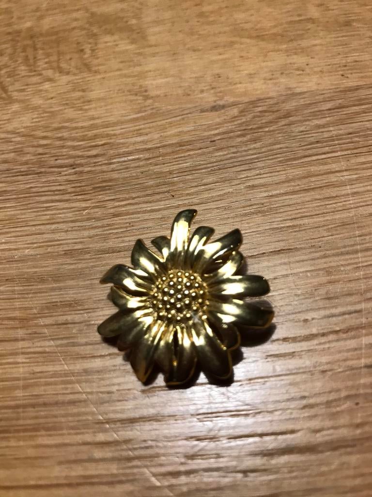 Broche bloem, Sieraden, Tassen en Uiterlijk, Broches, Ophalen of Verzenden, Gebruikt, Goud
