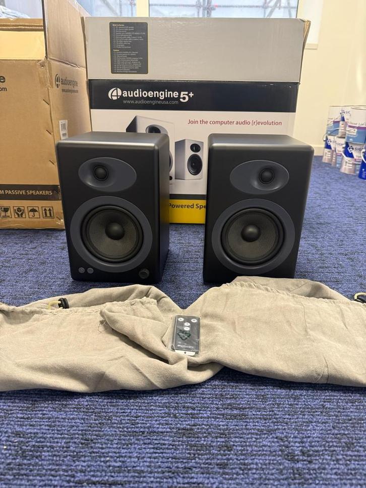 Audioengine 5+ Powered Speakers - Zwart, Audio, Tv en Foto, Luidsprekers, Zo goed als nieuw, Front, Rear of Stereo speakers, 120 watt of meer
