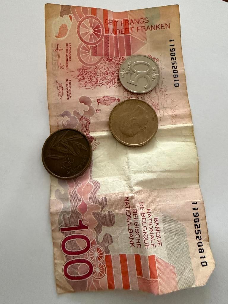 Belgische Franken biljet en munten, Postzegels en Munten, Bankbiljetten | België, Ophalen of Verzenden, Setje