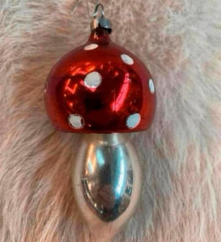 Kerstbal mooie echte antieke grote paddenstoel kerstbal, Diversen, Kerst, Ophalen of Verzenden