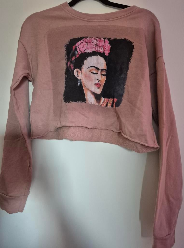 Frida Kahlo crop sweater, Kleding | Dames, Ophalen, Zo goed als nieuw, Lange mouw