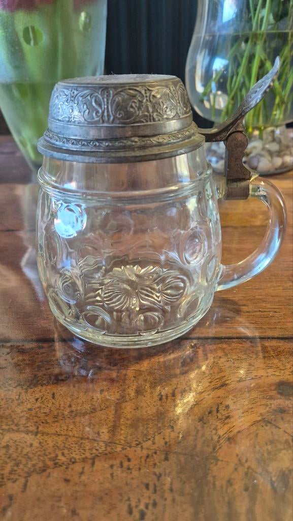 Vintage Glazen Bierpul BMF Bierseidel - 13,5 cm hoog, Ophalen of Verzenden