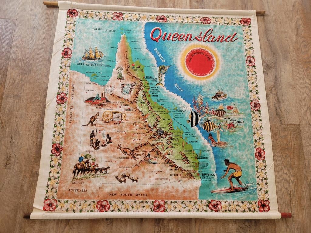 Vintage wandkleed Queensland Australië ~, Huis en Inrichting, Ophalen of Verzenden, Zo goed als nieuw, Rechthoekig