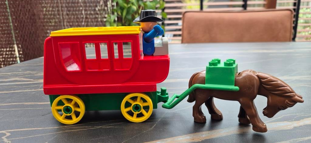 LEGO Duplo Western Koets met Paard en Cowboy, Ophalen of Verzenden, Gebruikt, Jongen of Meisje