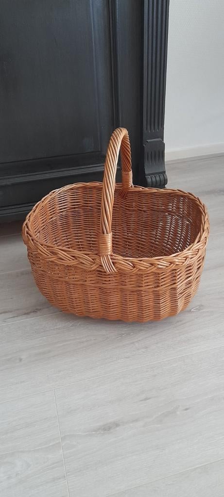 Vintage rotan hengselmand # boodschappen / picknickmand, Huis en Inrichting, Ophalen of Verzenden, Zo goed als nieuw, Riet