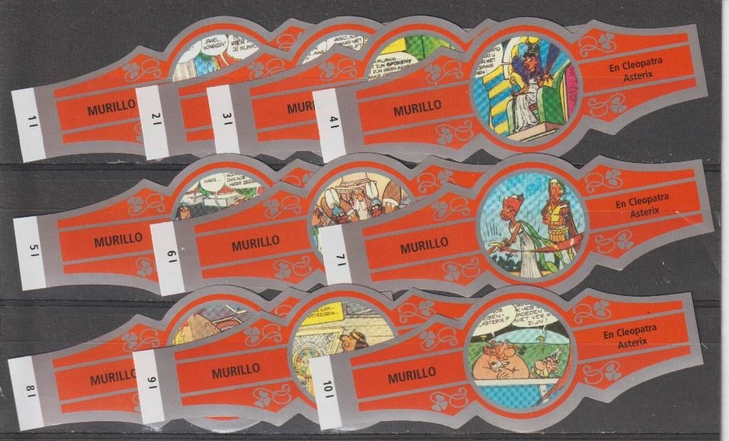 reeks  1284  asterix   1-10 sigarenbanden, Ophalen of Verzenden, Zo goed als nieuw, Sigarenbandjes