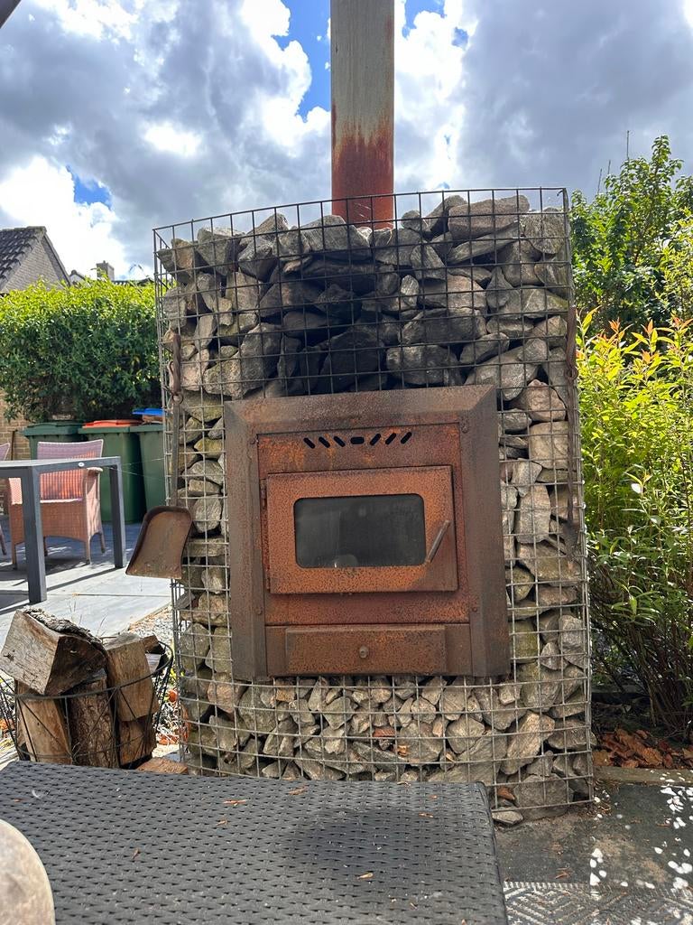 Robuuste buitenkachel / haard van cortenstaal (als geheel), Ophalen, Gebruikt