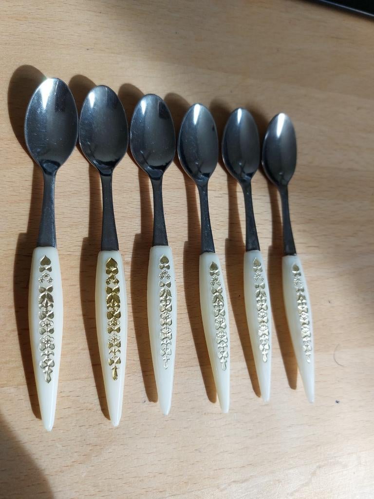 Vintage Amuse Lepeltjes "Tiki" Stijl, Jaren '50, Japans, Antiek en Kunst, Antiek | Bestek, Ophalen of Verzenden