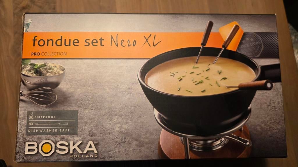Boska kaasfonduepan nero xl, Ophalen of Verzenden, Zo goed als nieuw, 4 t/m 7 personen