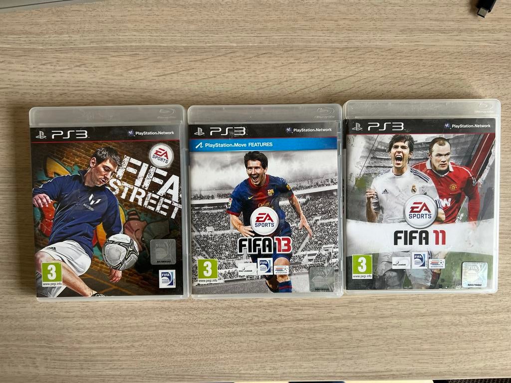 PS3 FIFA bundel: Street, 11, 13, Spelcomputers en Games, Games | Sony PlayStation 3, Gebruikt, 2 spelers, Eén computer, Ophalen of Verzenden