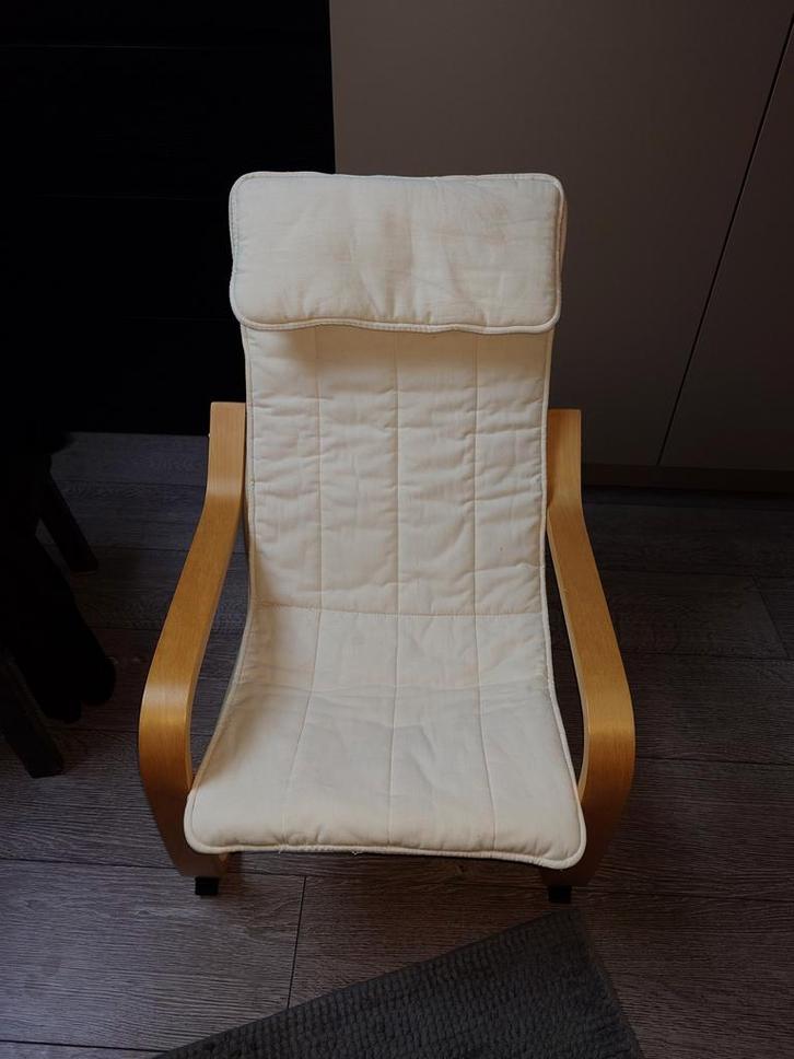 IKEA POÄNG Kinderfauteuil met extra lichtgrijze hoes, Kinderen en Baby's, Kinderstoelen, Nieuw, Overige typen, Ophalen