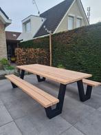 Robuuste Douglas Picknicktafel tot 300 cm met Stalen Poten, Ophalen, Nieuw, Rechthoekig, Hout