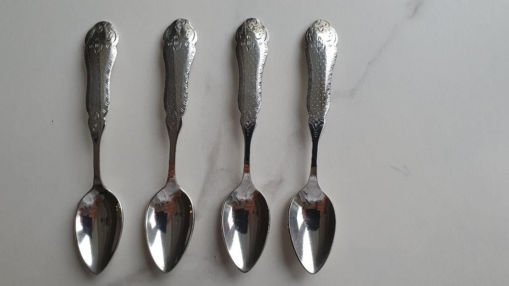 lepeltje Biedemeier 4 stuks  - Sola 100, Antiek en Kunst, Antiek | Bestek, Ophalen of Verzenden