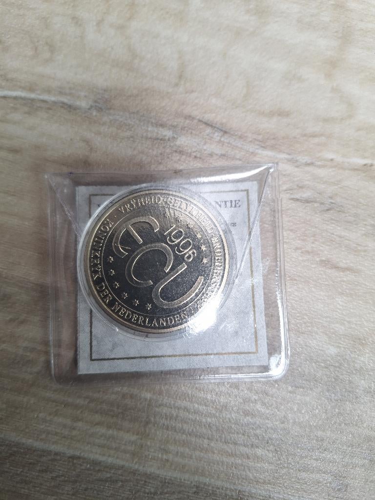 Zilveren ECU1996  Zilver Deels Verguld Met Certificaat, Postzegels en Munten, Munten | Nederland, Vóór koninkrijk, Zilver, Losse munt