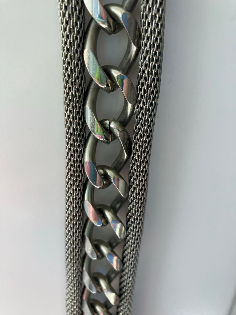 Leren Riem met Grote Metalen Gesp en Kettingontwerp, Kleding | Dames, Riemen en Ceinturen, Ophalen, 3 tot 5 cm, 90 tot 100 cm