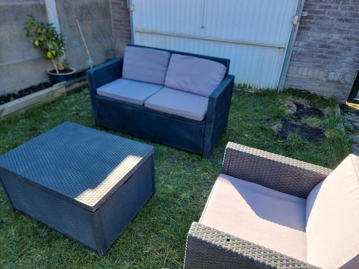 Allibert Monaco loungeset, compleet met kussens + opbergtafe, Tuin en Terras, Tuinsets en Loungesets, Ophalen
