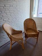 Set van 2 rotan stoelen - Vintage rieten fauteuils, Huis en Inrichting, Stoelen, Ophalen, Gebruikt, Twee, Overige kleuren