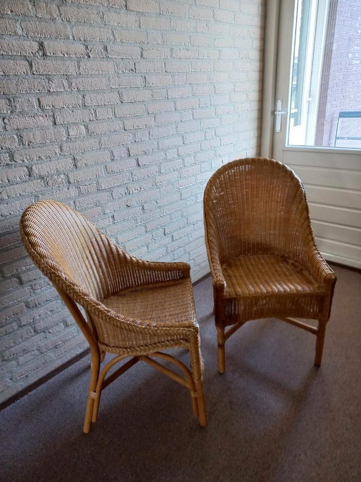 Set van 2 rotan stoelen - Vintage rieten fauteuils, Huis en Inrichting, Stoelen, Gebruikt, Twee, Riet of Rotan, Overige kleuren