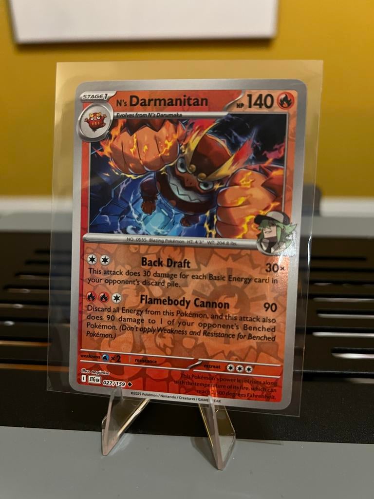 N's Darmanitan Pokémon Kaart - JTG EN 027/159 Reverse Holo, Ophalen of Verzenden, Zo goed als nieuw