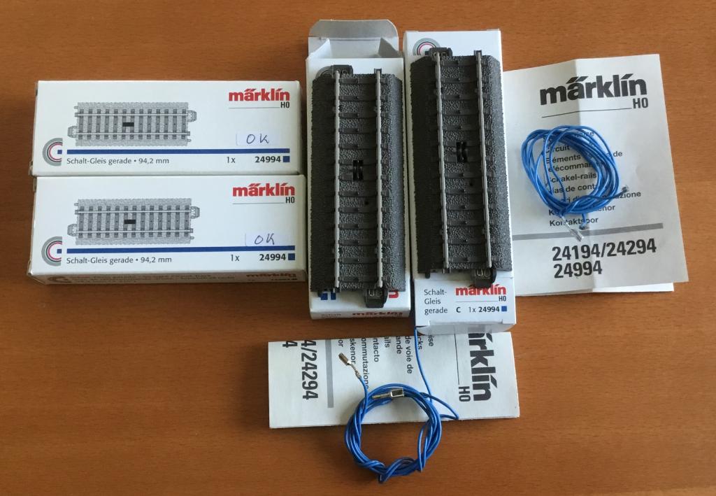 MäRKLIN H0 C-RAILS 4x 24994 SCHAKELRAILS gebruikt in OVP -1, Wisselstroom, Gebruikt, Rails, Ophalen of Verzenden