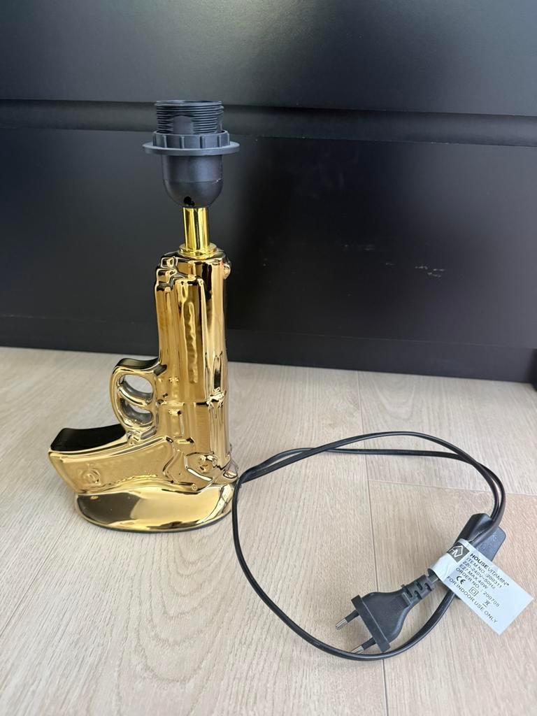 Pistoollamp / tafellamp goud - E27 fitting, Ophalen of Verzenden, Zo goed als nieuw, Overige materialen, Minder dan 50 cm