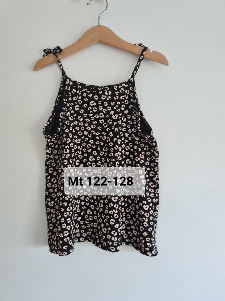 Zwart - beige tijgerprint topje van H&M Maat 122-128, Kinderen en Baby's, Kinderkleding | Maat 128, Meisje, H&M, Ophalen of Verzenden