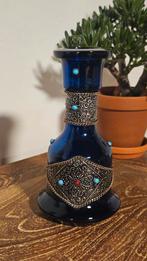 Kobaltblauwe vaas met decoratieve metalen banden, Antiek en Kunst, Ophalen