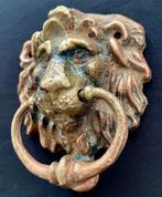 Antieke bronzen of messing deurklopper leeuwenfiguurtje., Ophalen of Verzenden