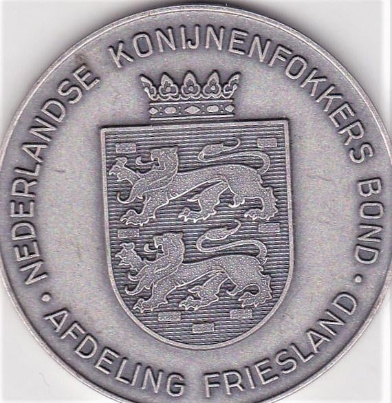 NEDERLANDSE KONIJNENFOKKERS BOND AFDELING FRIESLAND, Postzegels en Munten, Penningen en Medailles, Ophalen of Verzenden, Overige materialen
