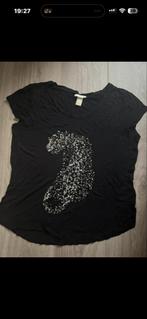 Zwarte H&M top met tijgerprint - Maat L, Zwart, Maat 42/44 (L), Ophalen of Verzenden, Korte mouw