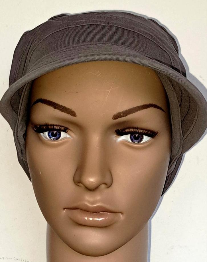Chemo/haarverlies tricot pet no 59 P. Donker grijs., Kleding | Dames, Mutsen, Sjaals en Handschoenen, Nieuw, Muts, Maat 46/48 (XL) of groter