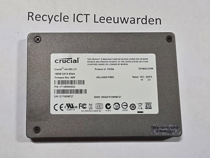 Crucial 128gb laptop ssd hdd hardeschijf, Computers en Software, Harde schijven, Gebruikt, Laptop, Intern, SSD, SATA, Ophalen of Verzenden